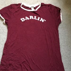 F21 graphic ringer tee